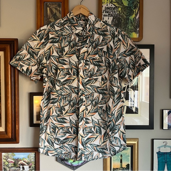 Leafy Print Cotton Shirt - Picture 1 of 3